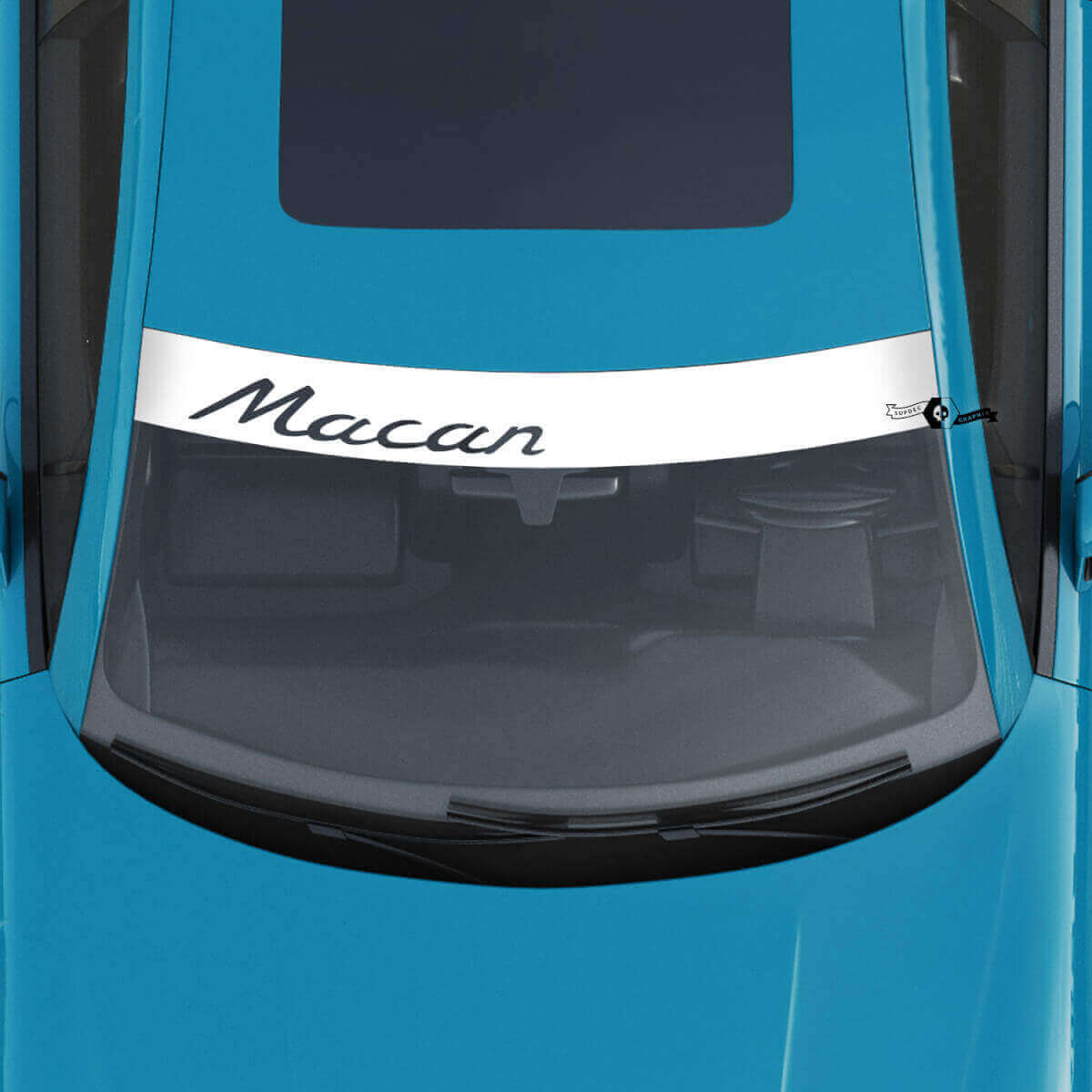 Porsche Macan Logo Windscreen with Background Stripes Kit Decal Sticker
