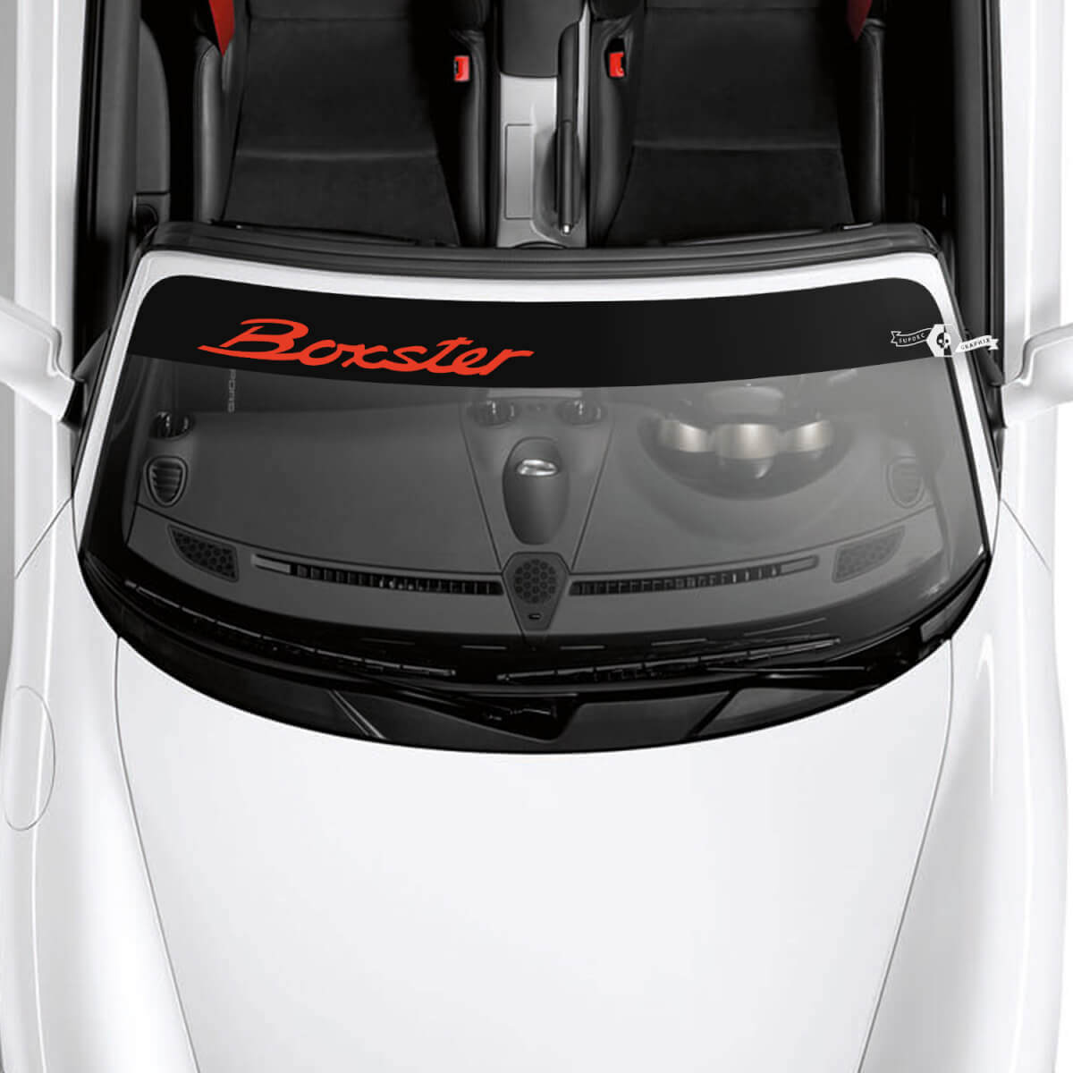 Porsche Boxster Logo Windscreen with Background Stripes Kit Decal Sticker
