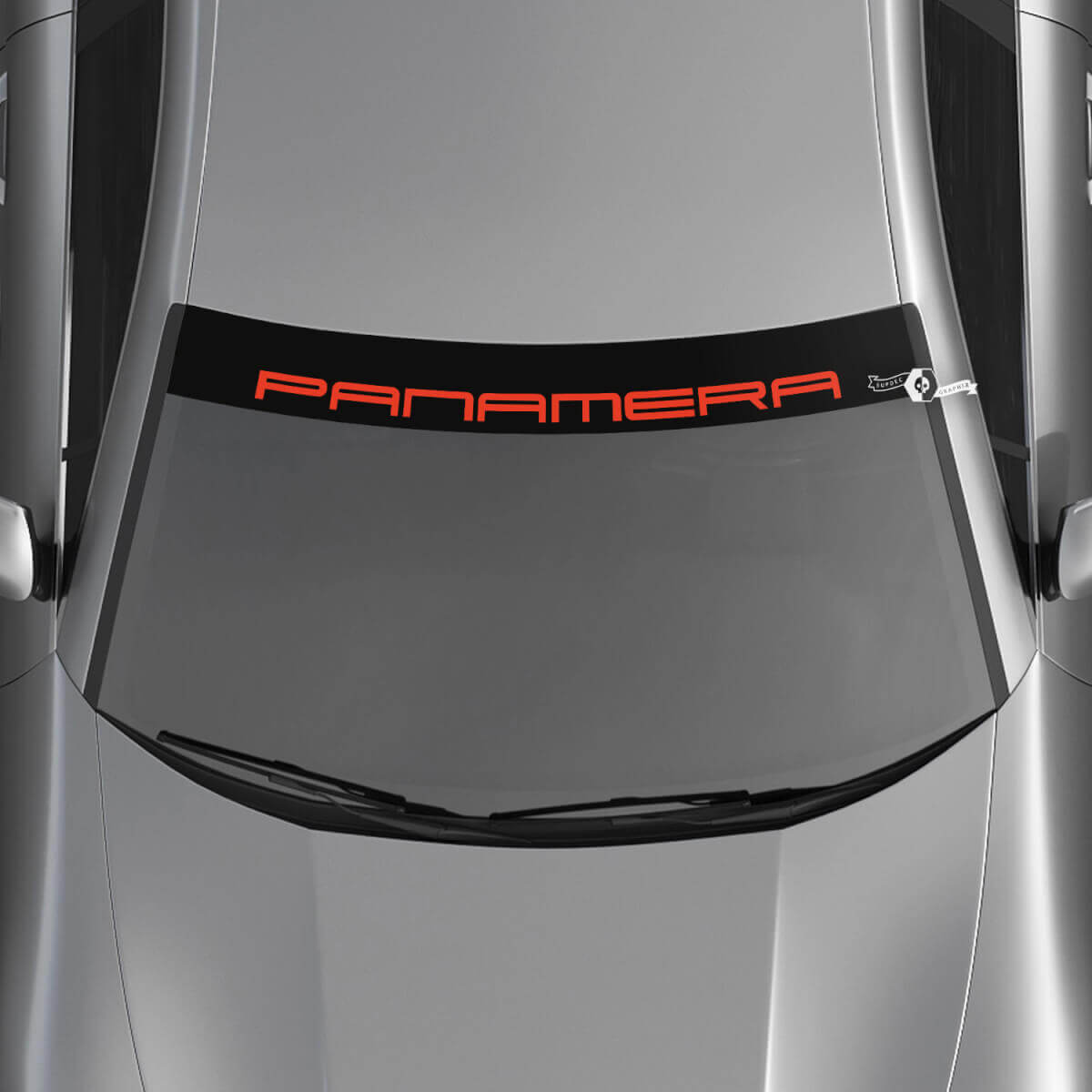 Porsche Panamera Logo Windshield with Background Stripes Kit Decal Sticker

