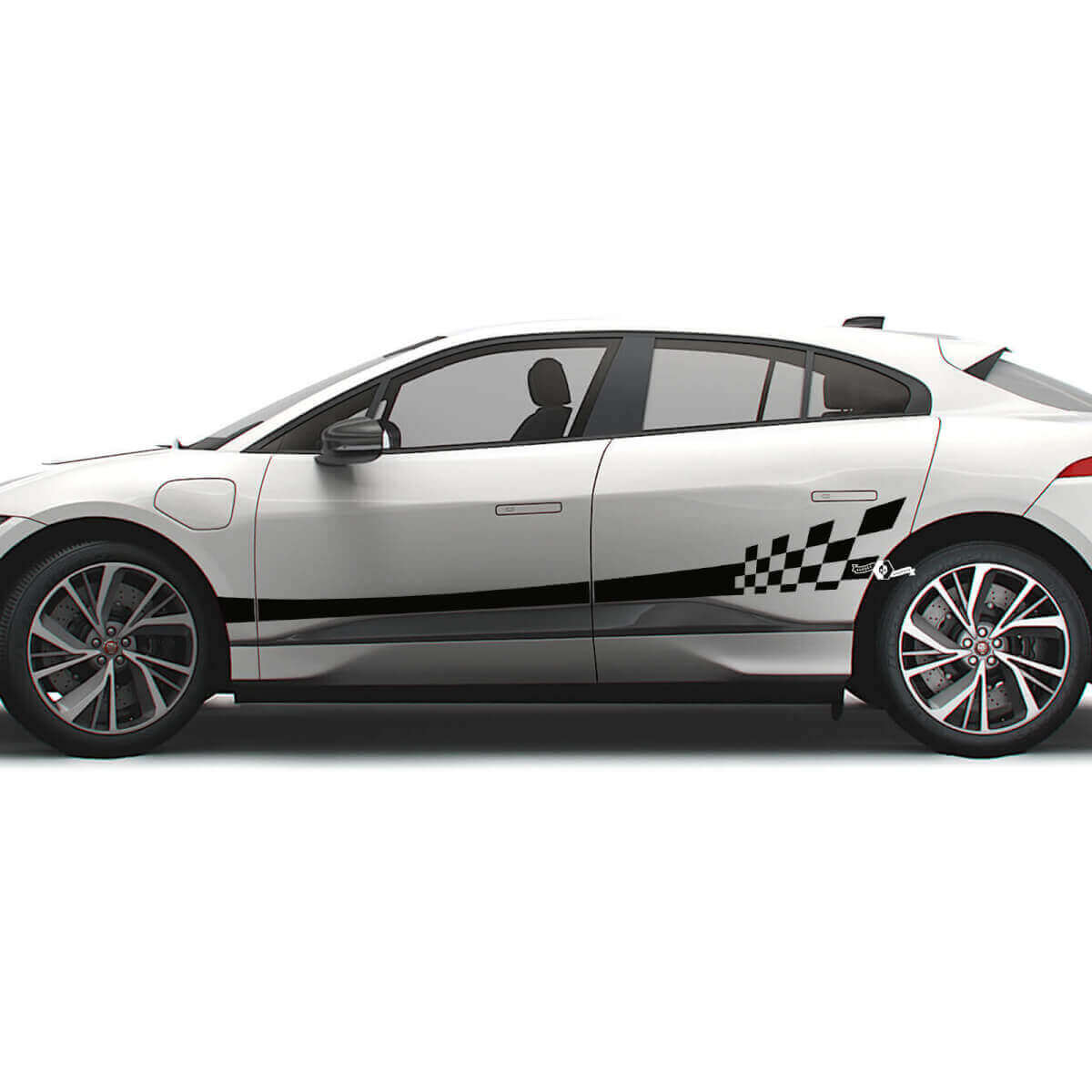 Flag Side Checkered Graphics Doors Decal Stripe Sticker For Jaguar I-Pace