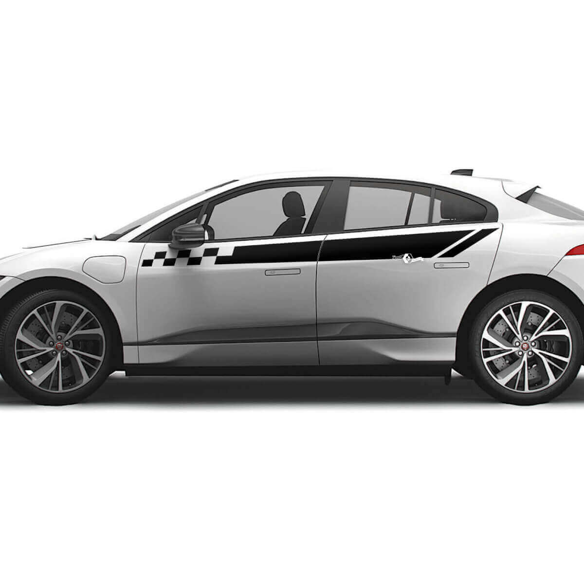 Flag Side Chequered Graphics Doors Decal Stripe Sticker 2 For Jaguar I Pace