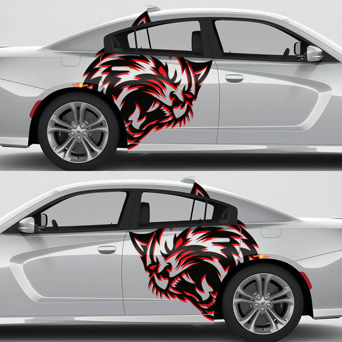 Wildcat Huge Rear Fender Vinyl Decals Kit for Dodge Challenger Charger