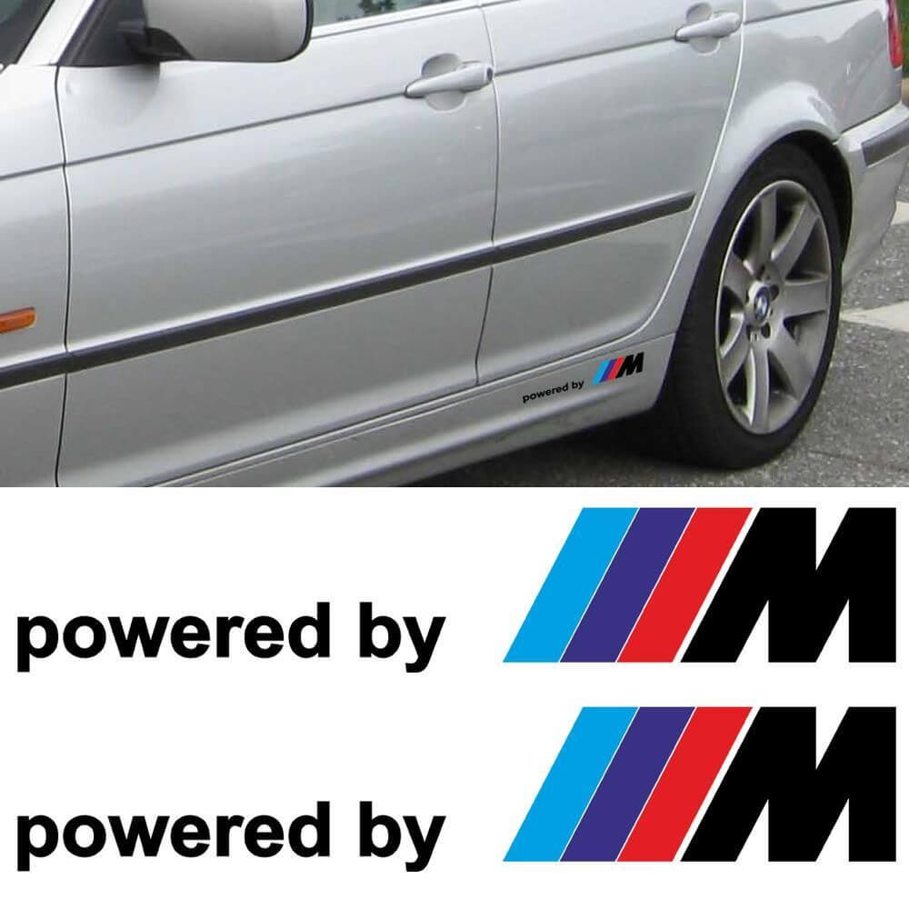 2x BMW powered by M M3 M5 M6 325 328 540 Decal sticker side Custom emblem logo
