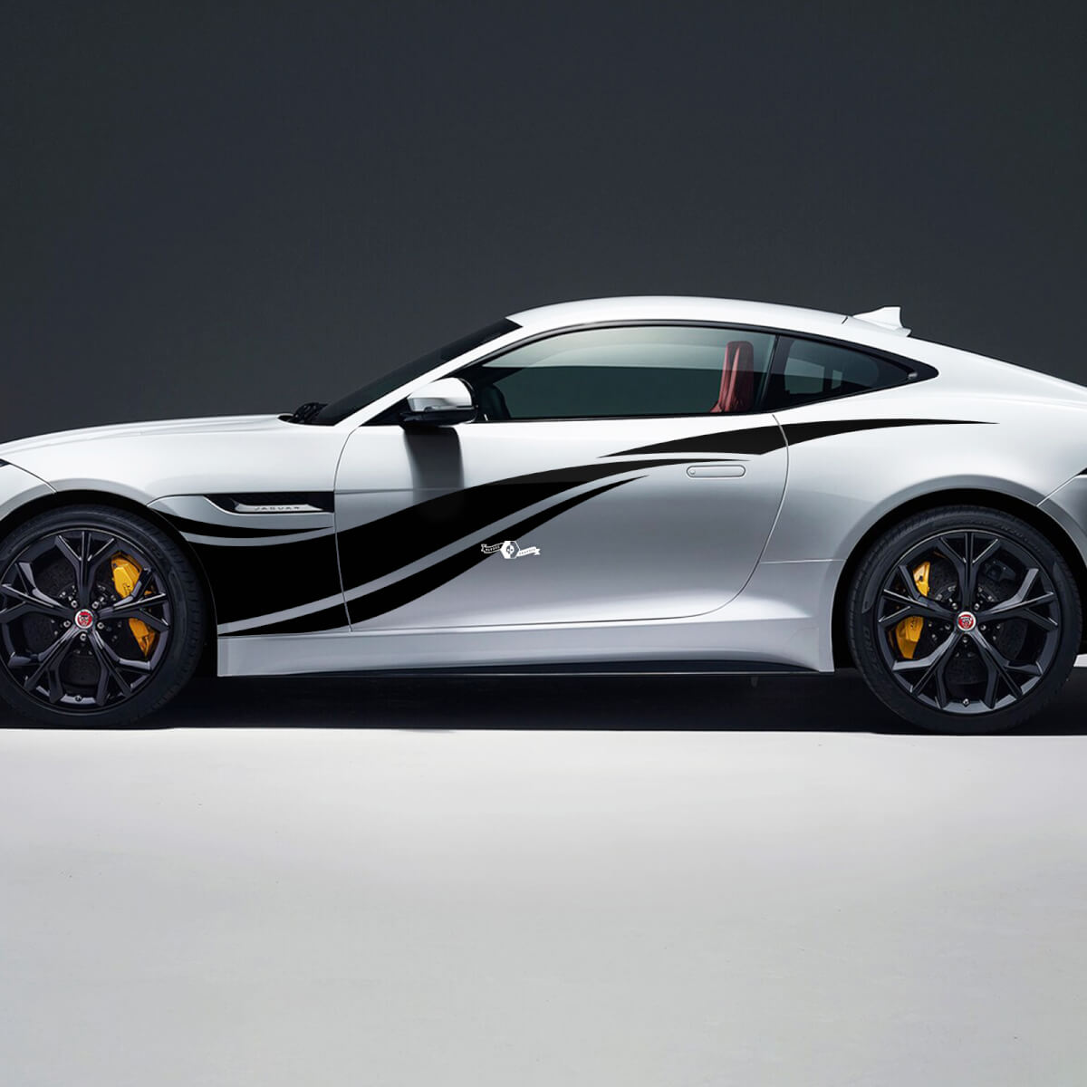 2x Jaguar F-Type R Side Racing Graphics Doors Side Wave Secal Vinyl Sticker
