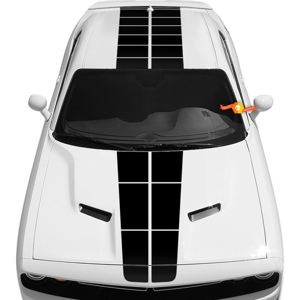 Dodge Challenger Pulse Hood Roof  Rally Vinyl Decals Stickers Stripe Fits 2015-2021
