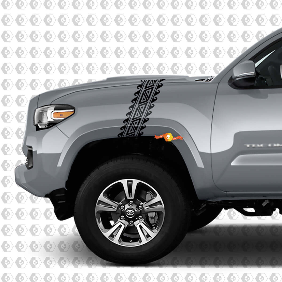 2x Fender Hood Polynesian Style Toyota Tacoma SR5 TRD Stripes Side Vinyl Decals Stickers
