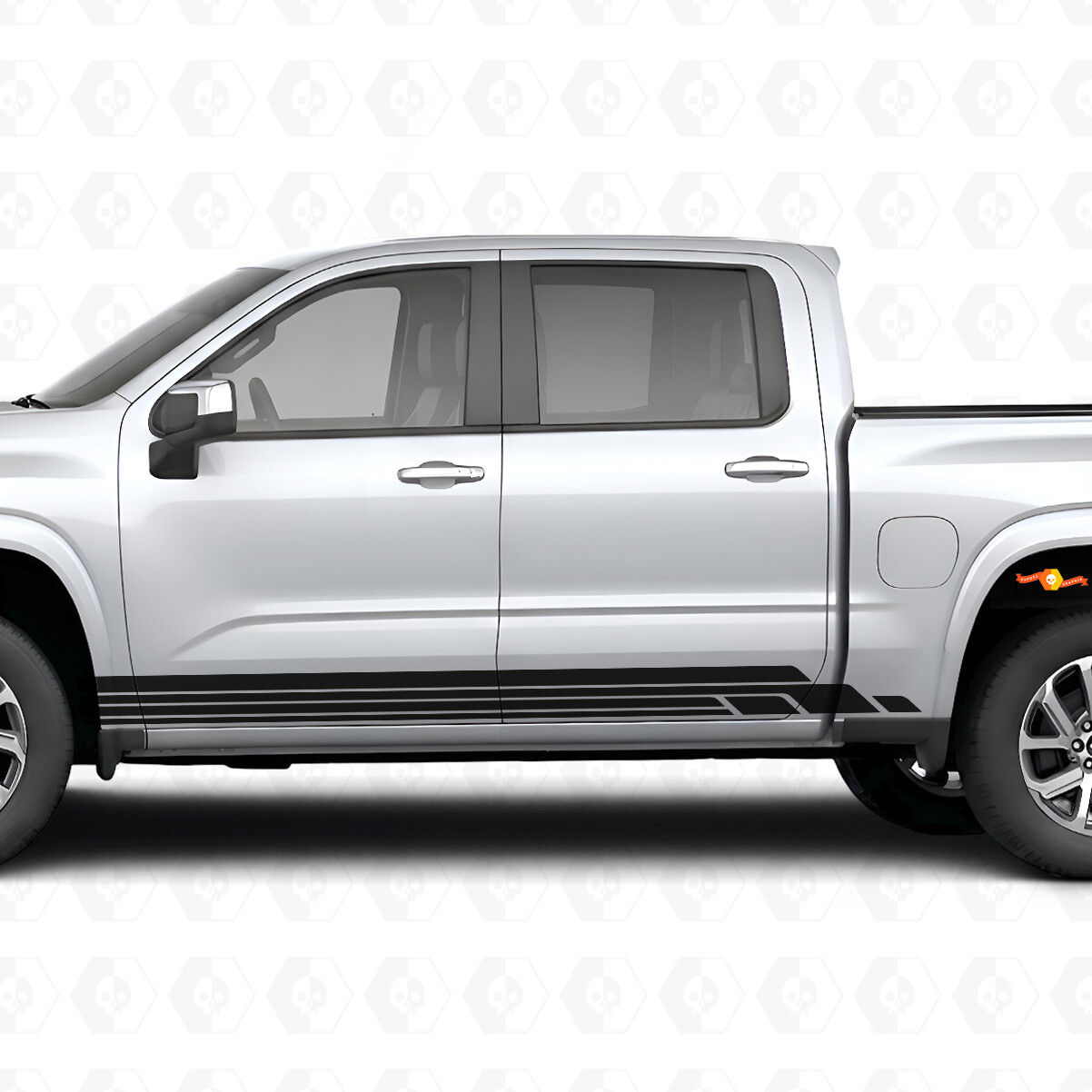 Layered Lightning Door & Rocker Panel Vinyl Stripes for Chevrolet Silverado 1500 Next Generation 2027