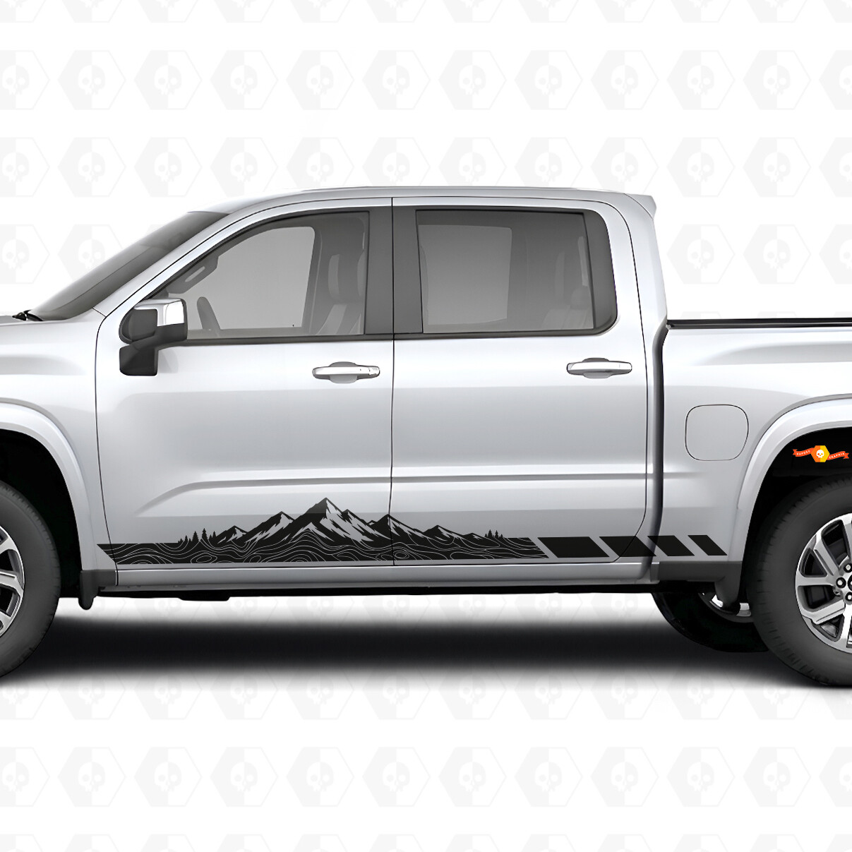 Mountain Topographic Door & Rocker Panel Vinyl Stripes for Chevrolet Silverado 1500 Next Generation 2027