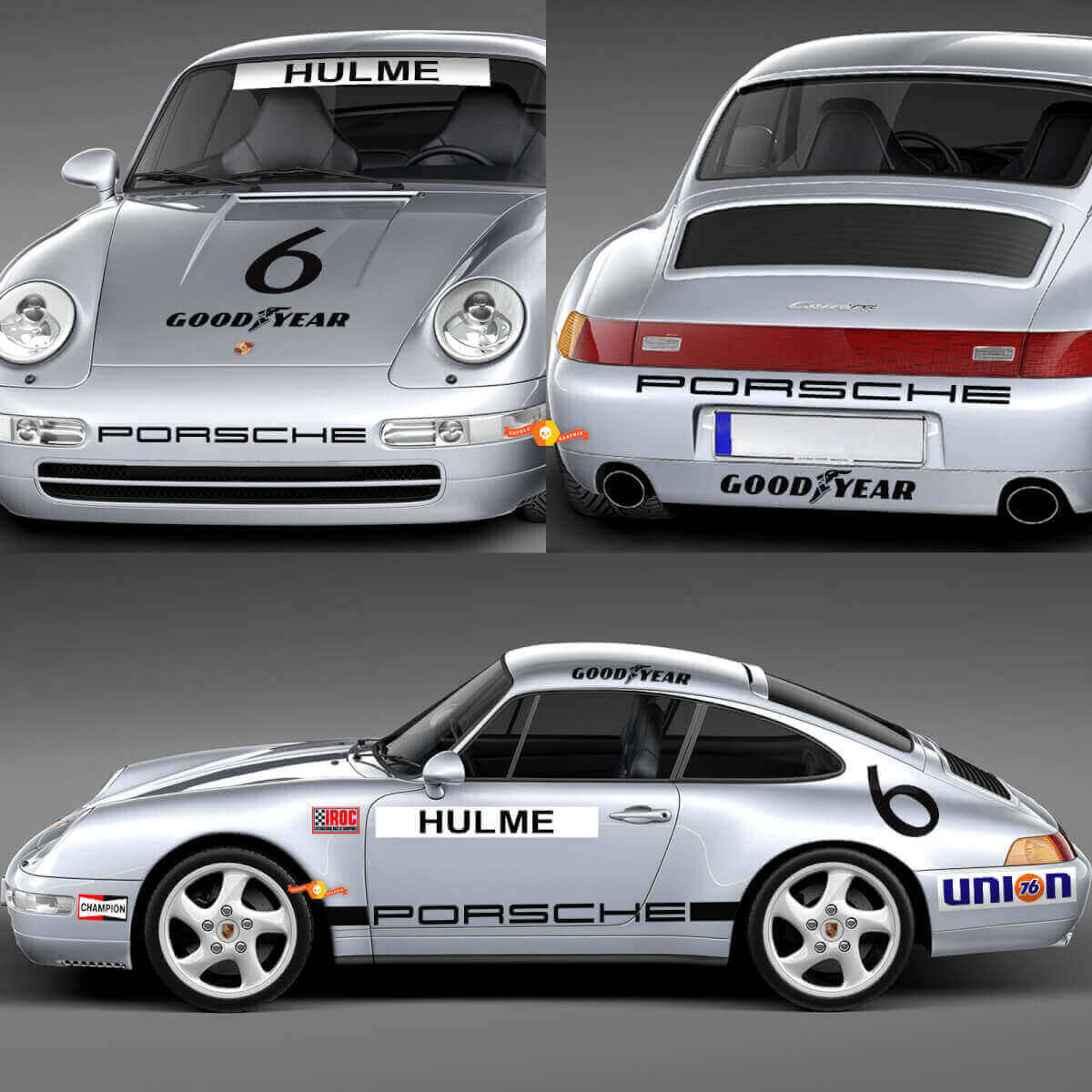 1974 Porsche 911 Racing Sticker Decal Set - Classic Vinyl Graphics for Restoration and Customization
