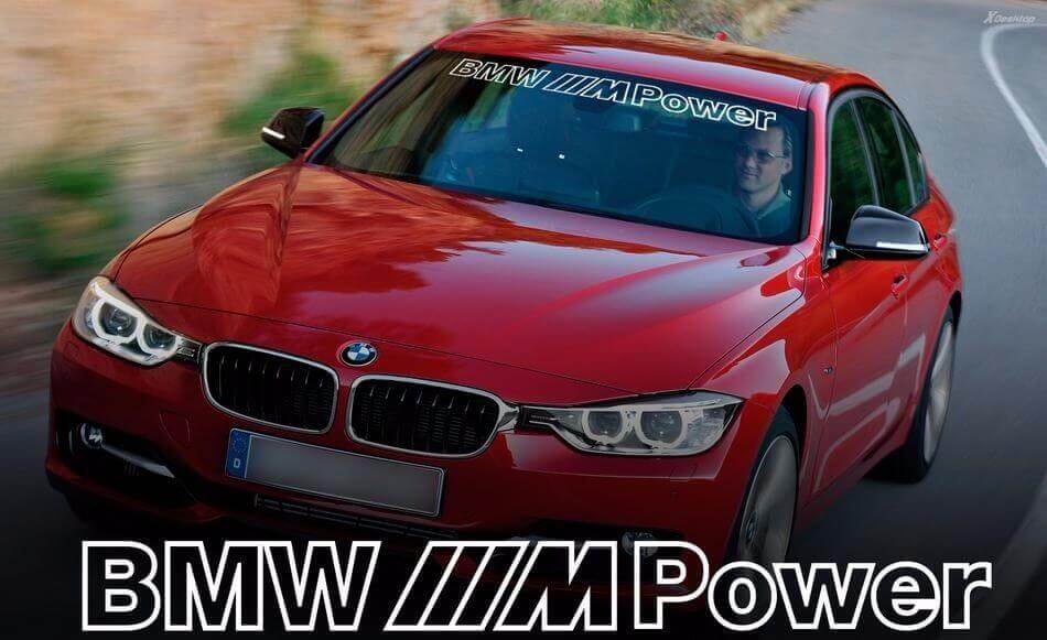 BMW M Power Style Outline Windshield Banner Vinyl Decal for BMW