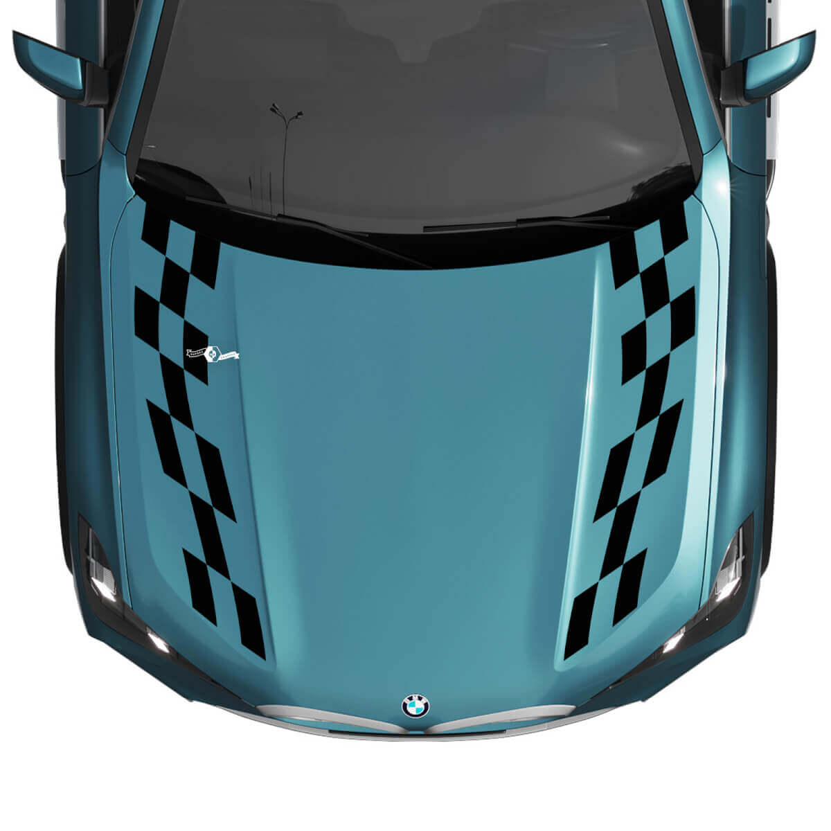 BMW X5 G05 Hood Checkered Stripe Decals - SupDec Graphix Vinyl Stickers
