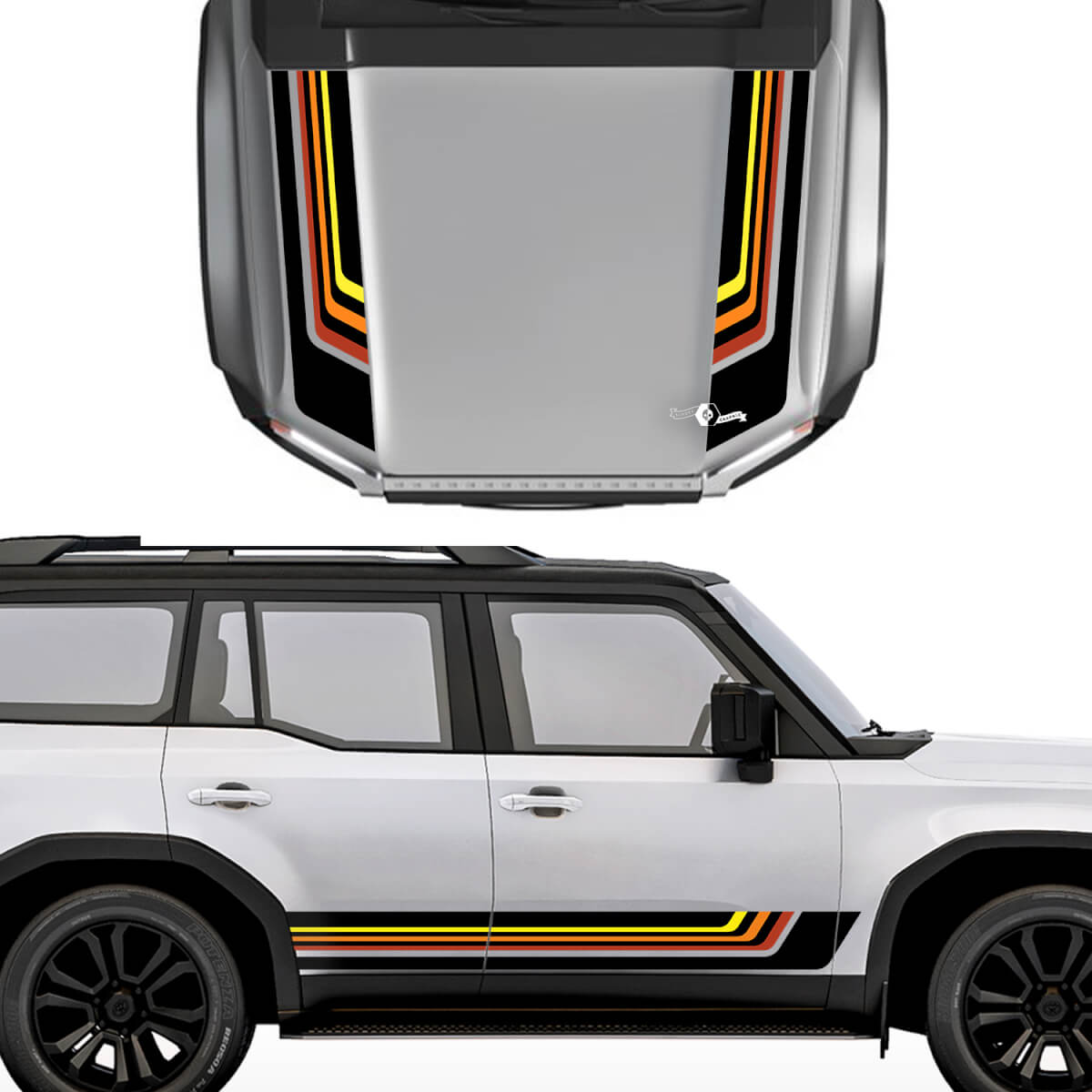 Toyota Land Cruiser Prado Hood and Sides Stripes Decals Sticker - Vinyl Graphic Kit
