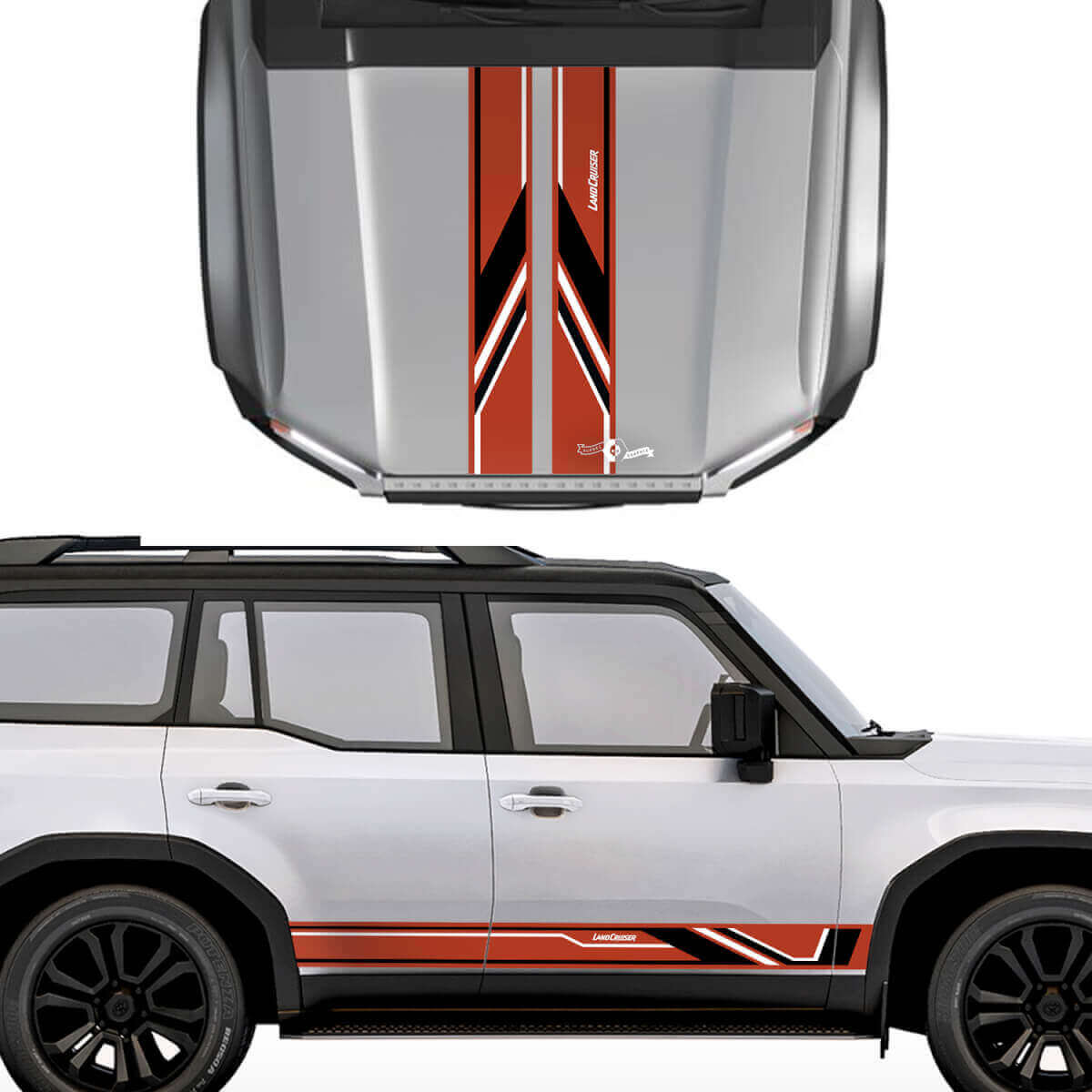 Hood Sides Stripes Vinyl Decals Sticker Graphic Kit 2 For Toyota Land Cruiser Prado