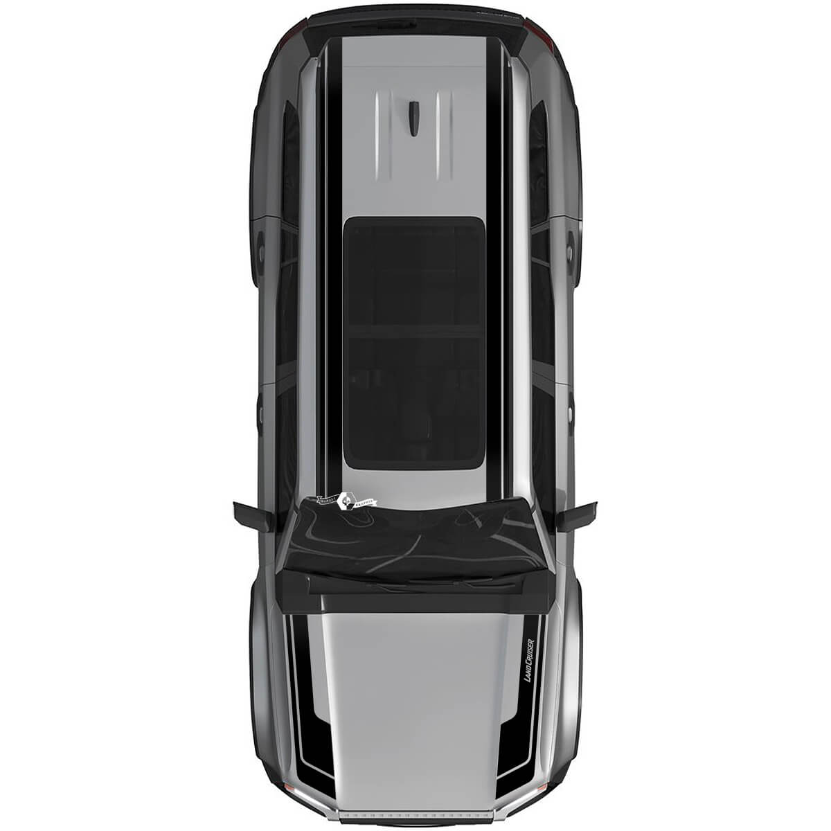 Toyota Land Cruiser Prado Hood and Roof Dual Stripes Rally Decals Sticker - Vinyl Graphic Kit 2
