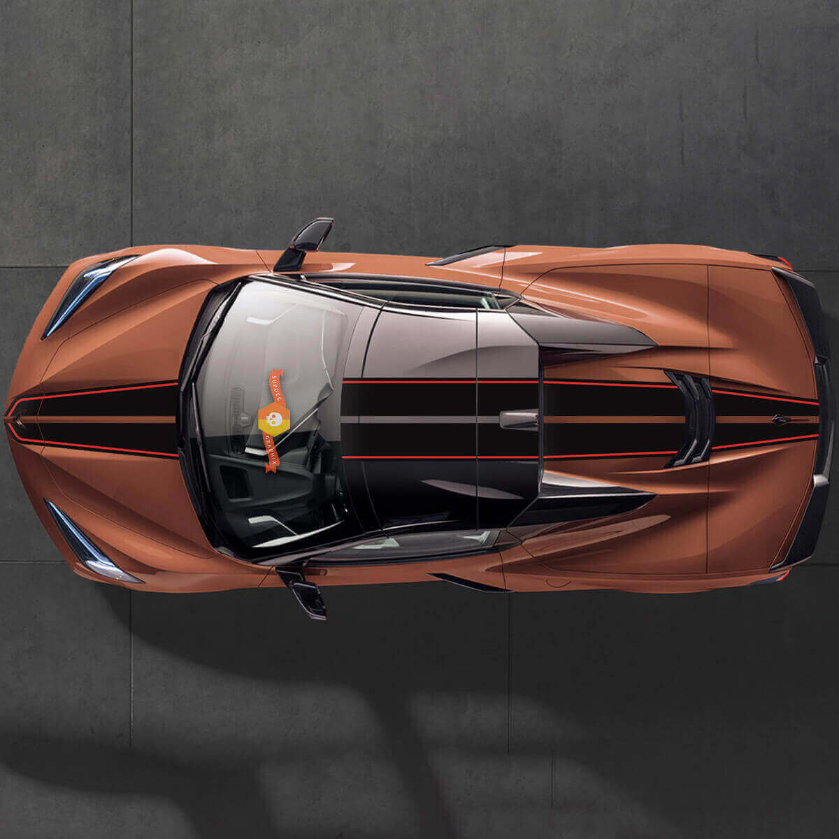 Capot Toit Arrière Autocollants Doubles Bandes Pour Chevrolet Corvette C8 Stingray Eray Modèles Z06