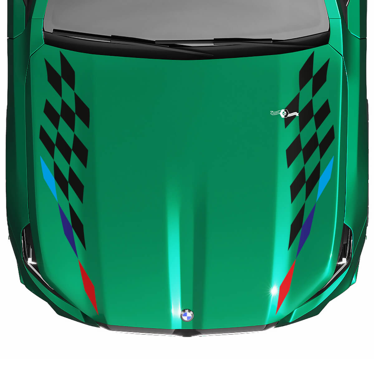Stripes Racing M colors Checkered Flag Hood Decal for BMW 5 Series G60 M5 G90

