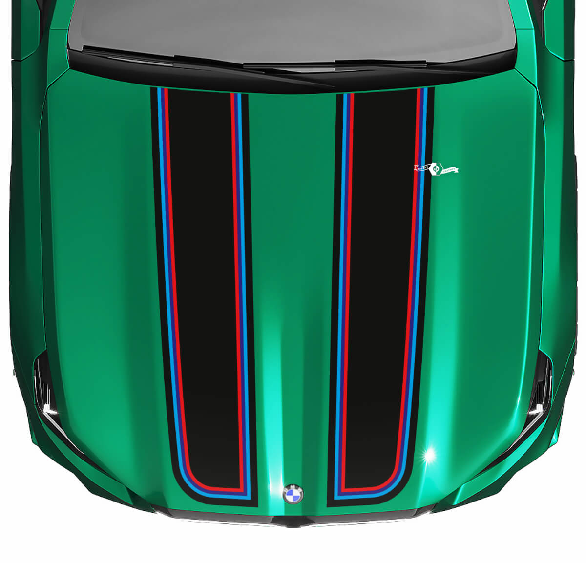 Stripes Racing M colors Checkered Flag Hood Decal for BMW 5 Series G60 M5 G90
