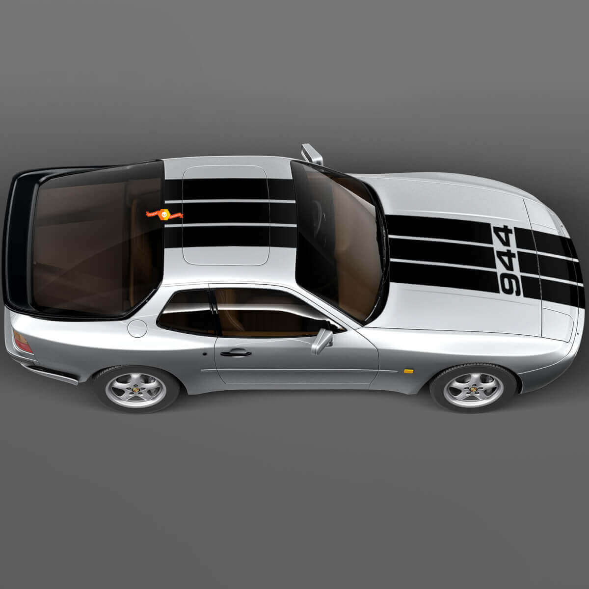 Triple Stripes Hood and Roof Vinyl Decal Kit for Porsche 944 Turbo