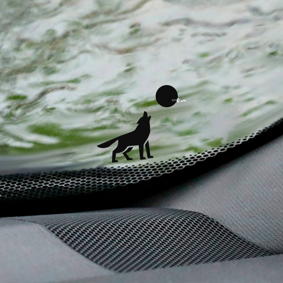 Wolf and Moon Windshield Easter Egg Corner Decal - Custom Vinyl Graphic
