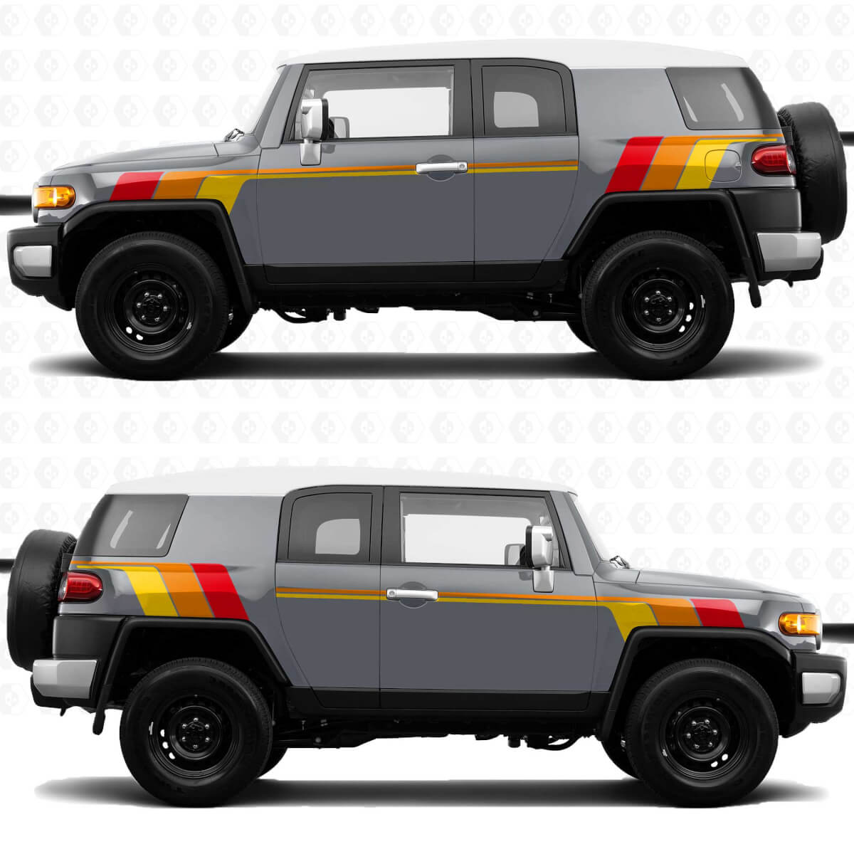 Vintage Retro Heritage Stripes Side Decals Stickers Graphics - fit to Toyota FJ Cruiser
