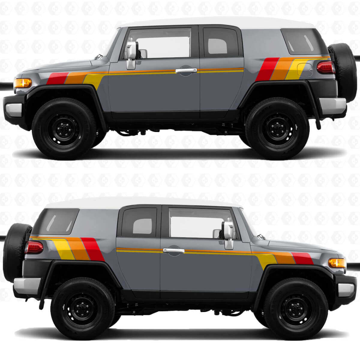 Vintage Retro Heritage Stripes Side Decals Stickers Graphics - fit to Toyota FJ Cruiser
