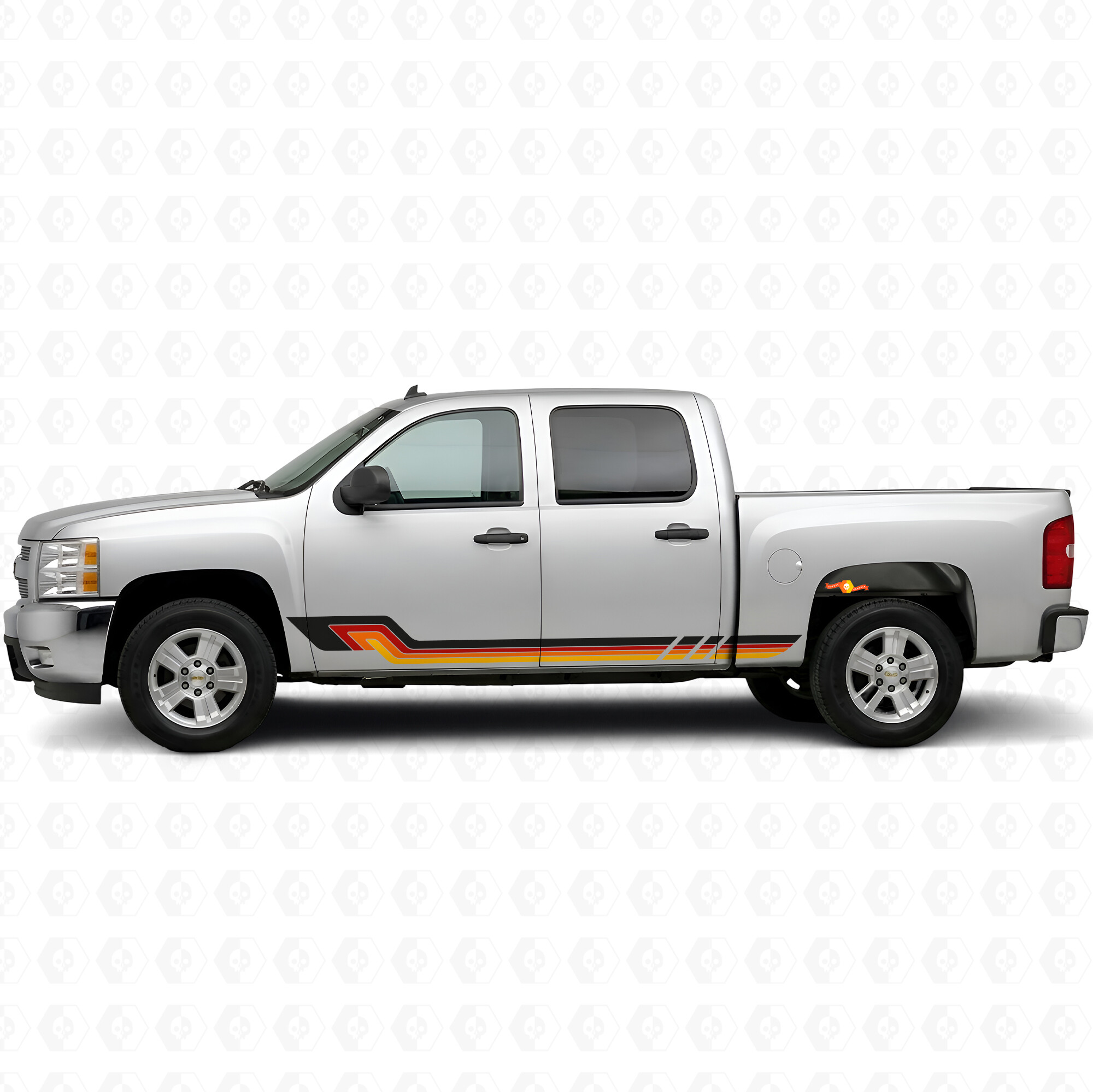 Retro Parallel Door & Rocker Panel Vinyl Stripes for Chevrolet Silverado 1500 GMT900 2007-2013