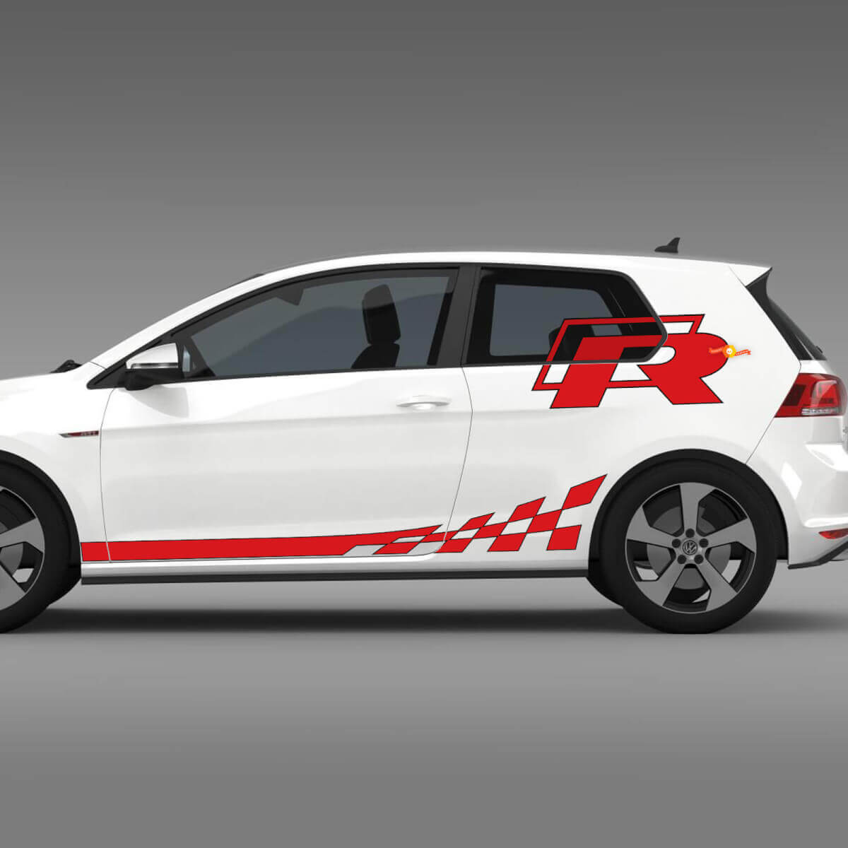 Side Checkered Stripes R Vinyl Decal Stickers for Volkswagen Golf R GTI
