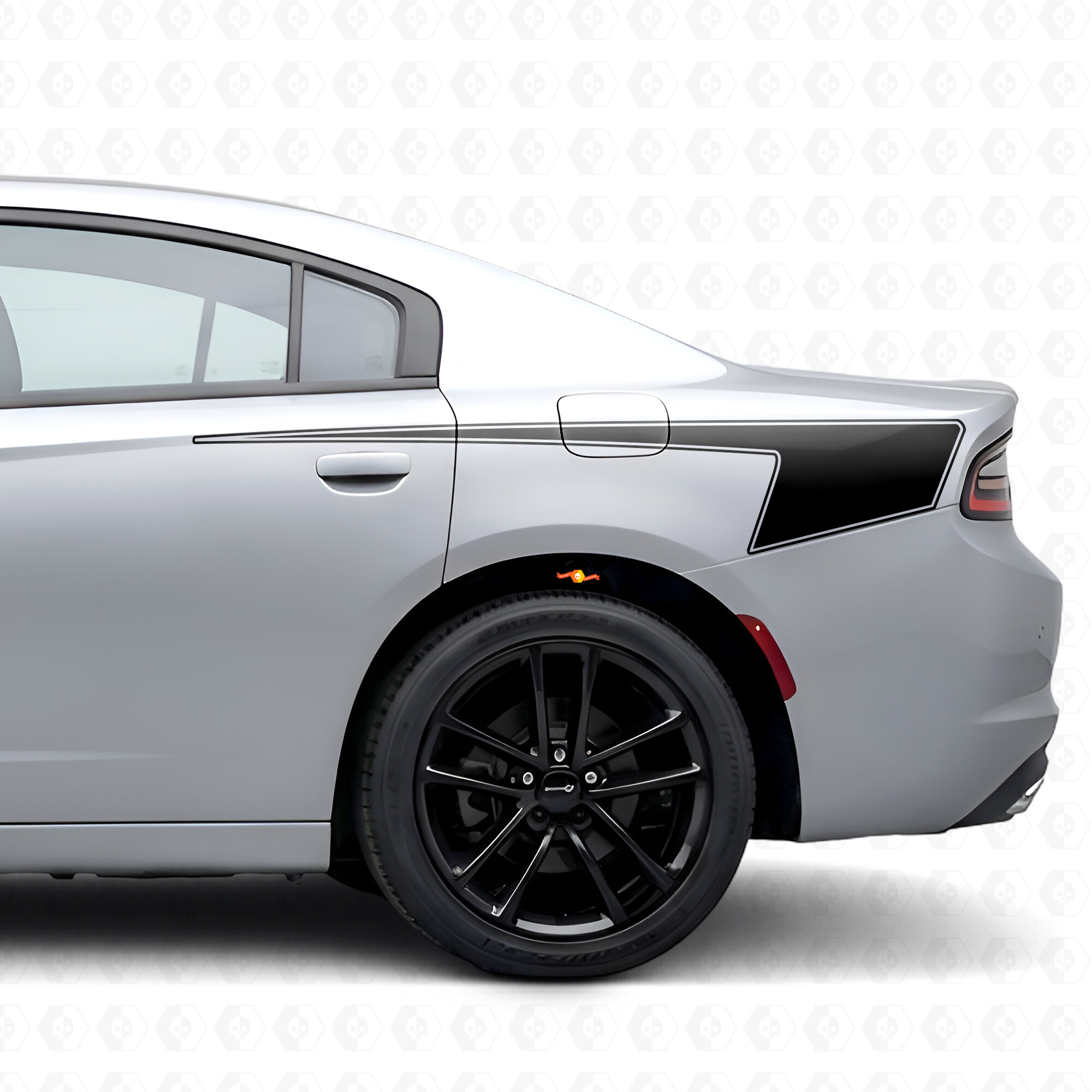 Hockey Style Outline Stripes Bedside Vinyl Decal Sticker for Dodge Charger 2015-2026
