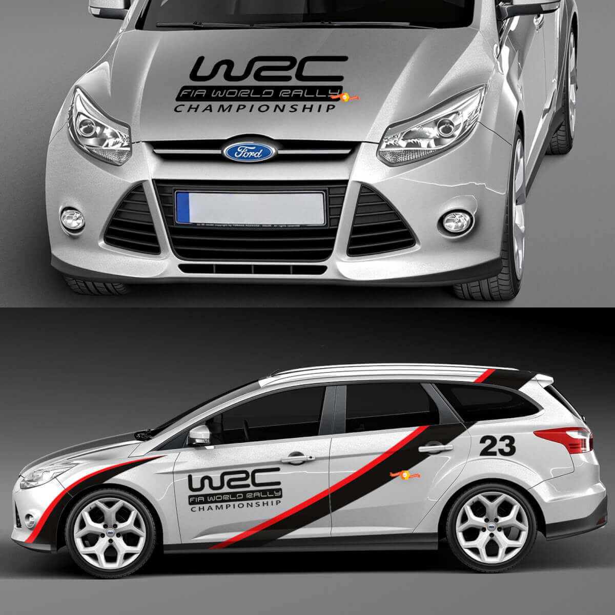 Ford Focus WRC Side Hood Body Decals Stickers Graphic Kit
