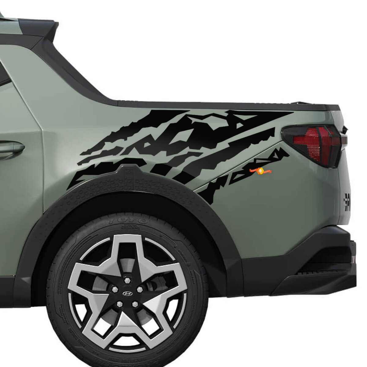 Fender Bed Side Mud Splash Vinyl Stickers Decal Graphic kit fit to Hyundai Santa Cruz
