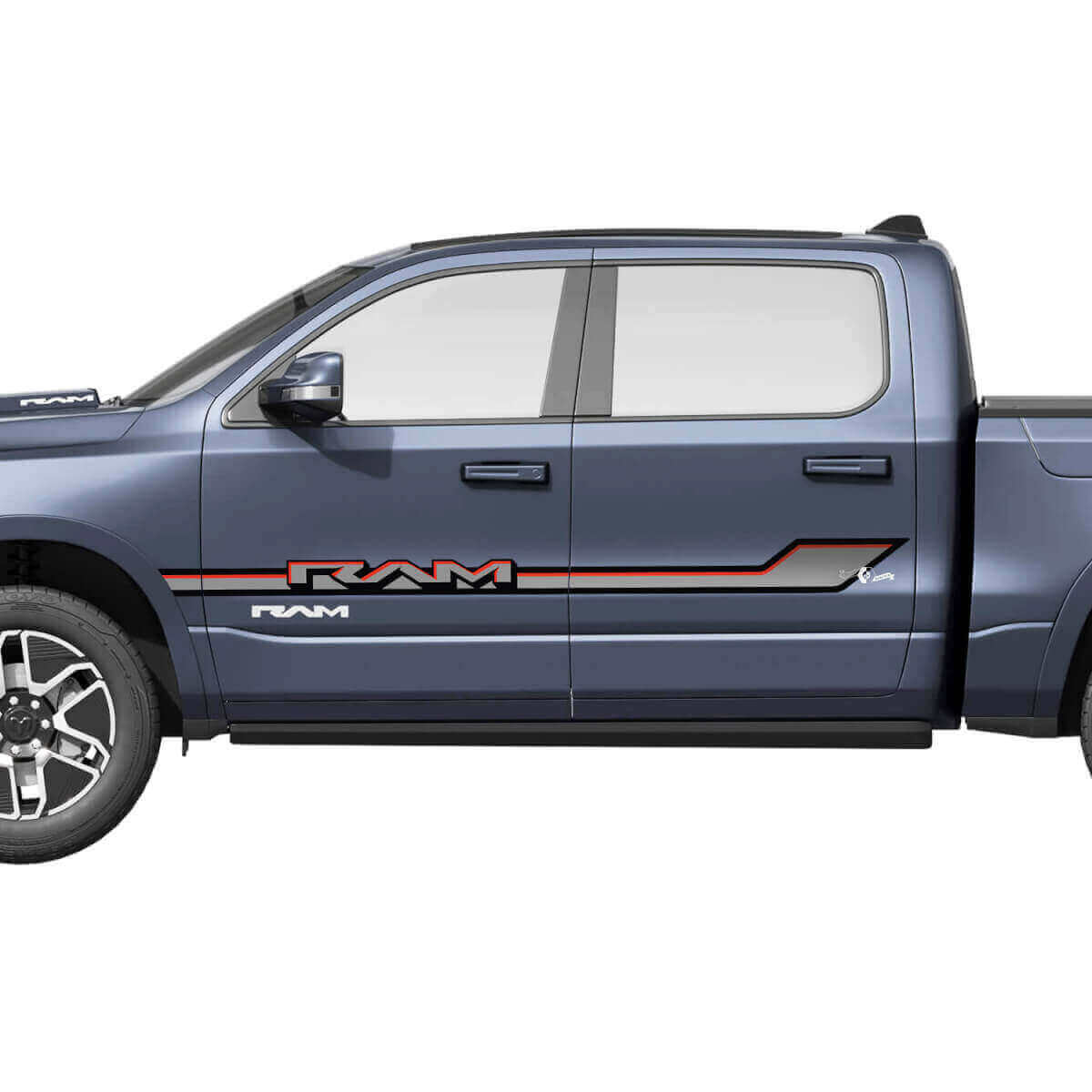 Side Doors Logo Stripes Vinyl Decals Stickers Graphics for Dodge Ram 1500 REV