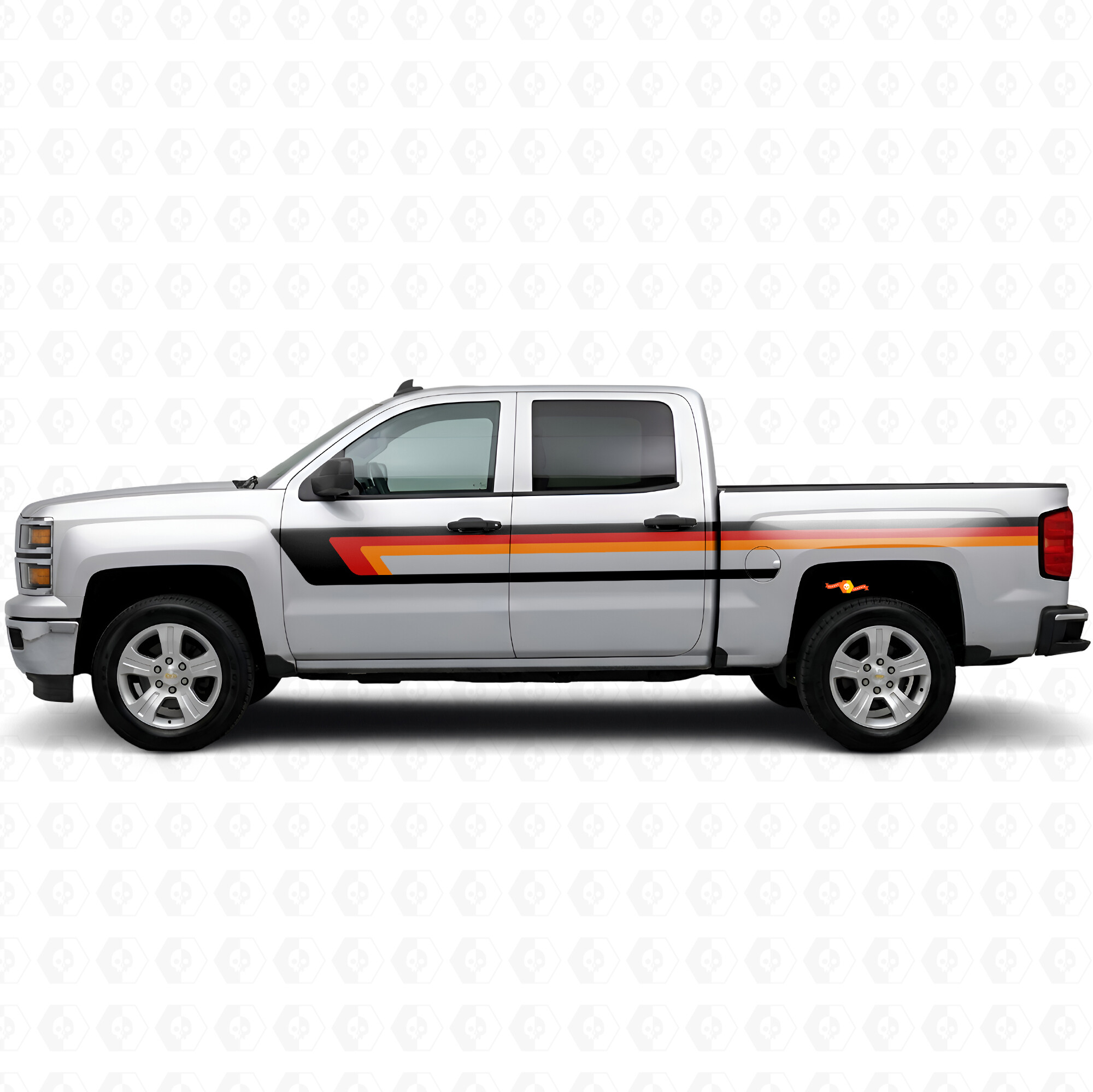 Retro Upper Beltline Door & Bedside Vinyl Stripes for Chevrolet Silverado 1500 K2XX 2014-2019