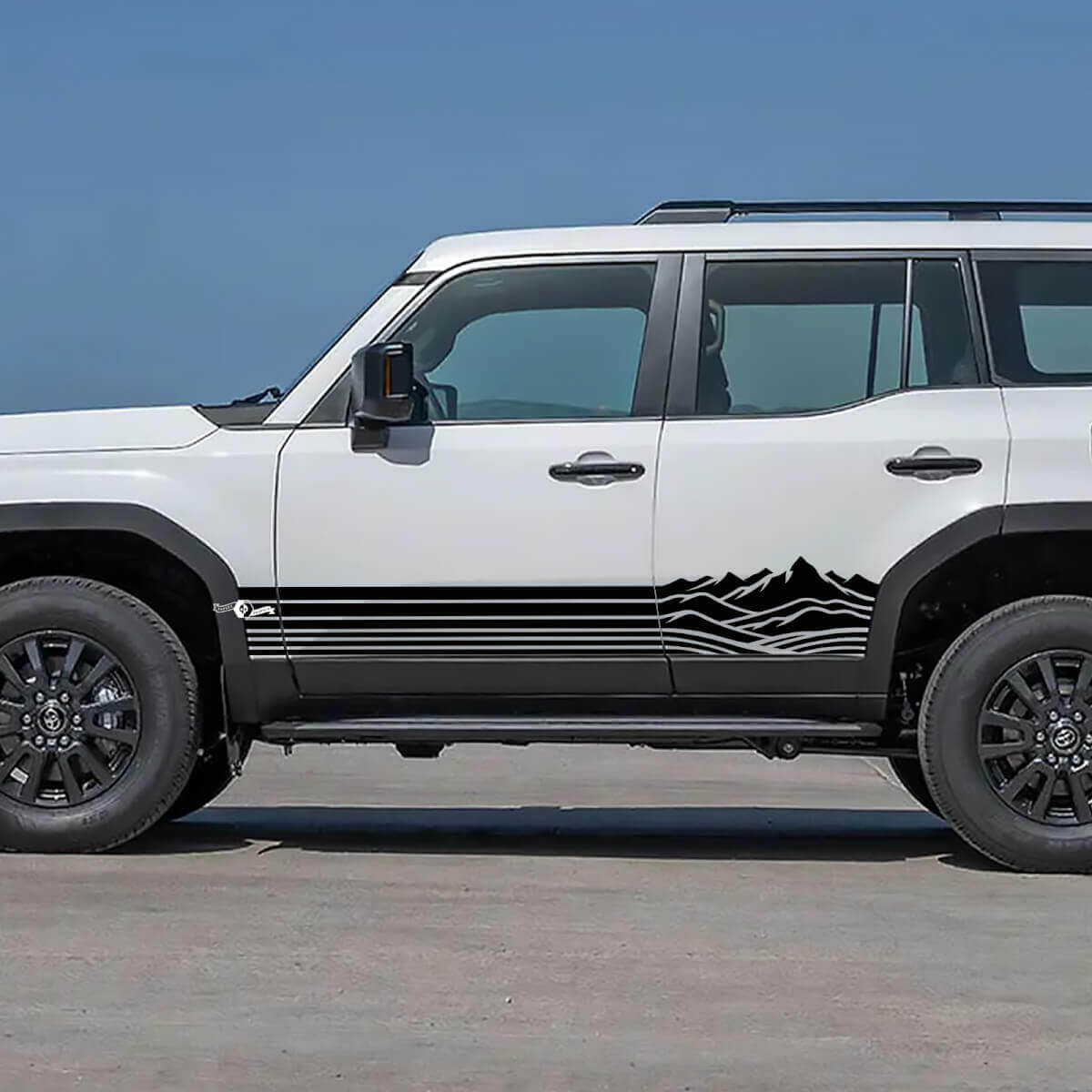 Mountains Side Rocker Panel Stripes Decals Vinyl Graphic Decals For Toyota Land Cruiser