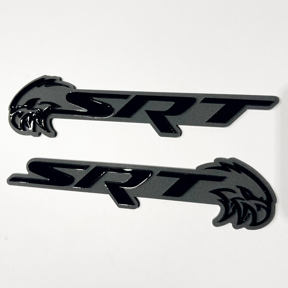 SRT Trackhawk 3D Badge Black vs Grey Fender Badges Emblem 2
