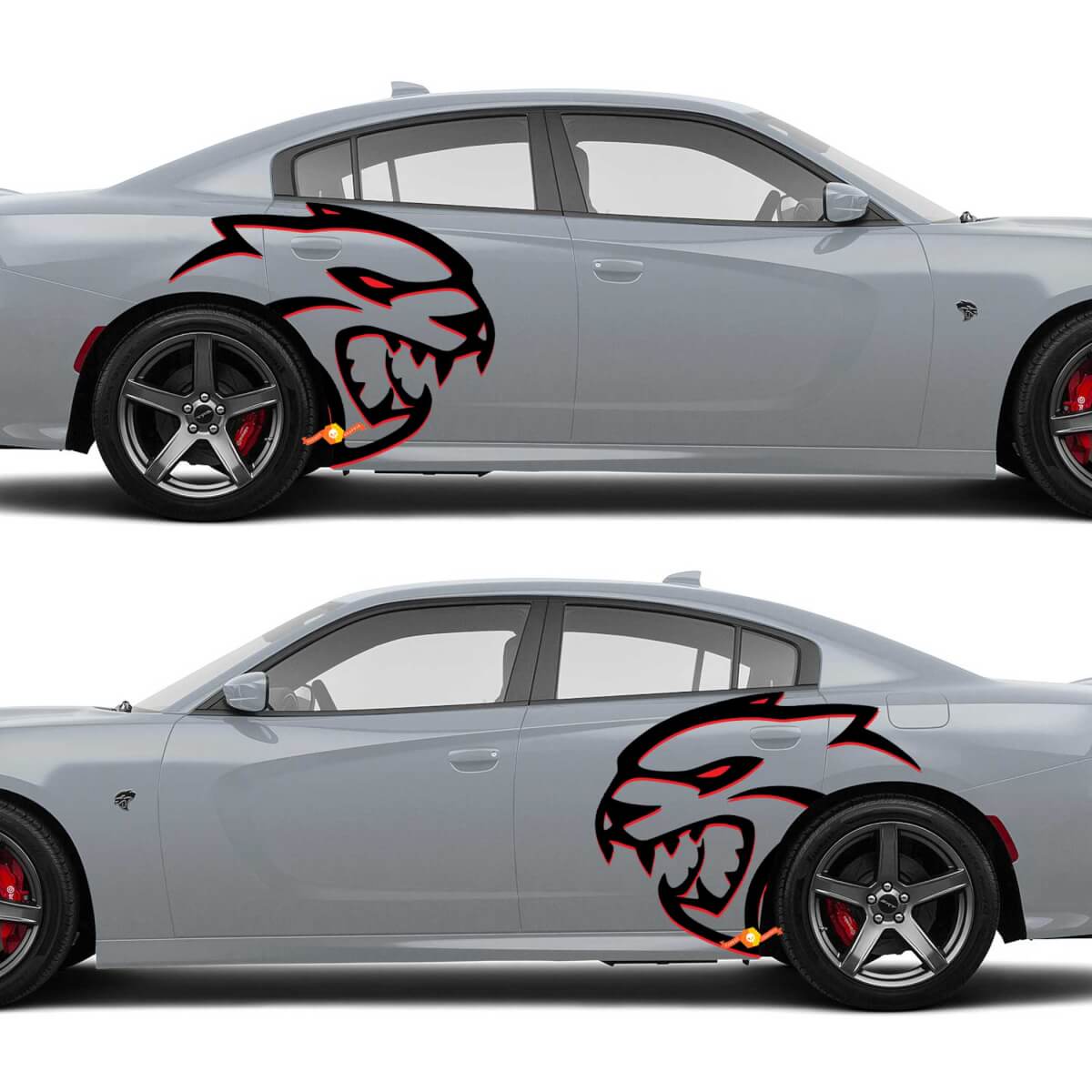 Huge Two colors Hellcat Red Eye Side Decals Stickers For Dodge Challenger Redeye or Charger Widebody
