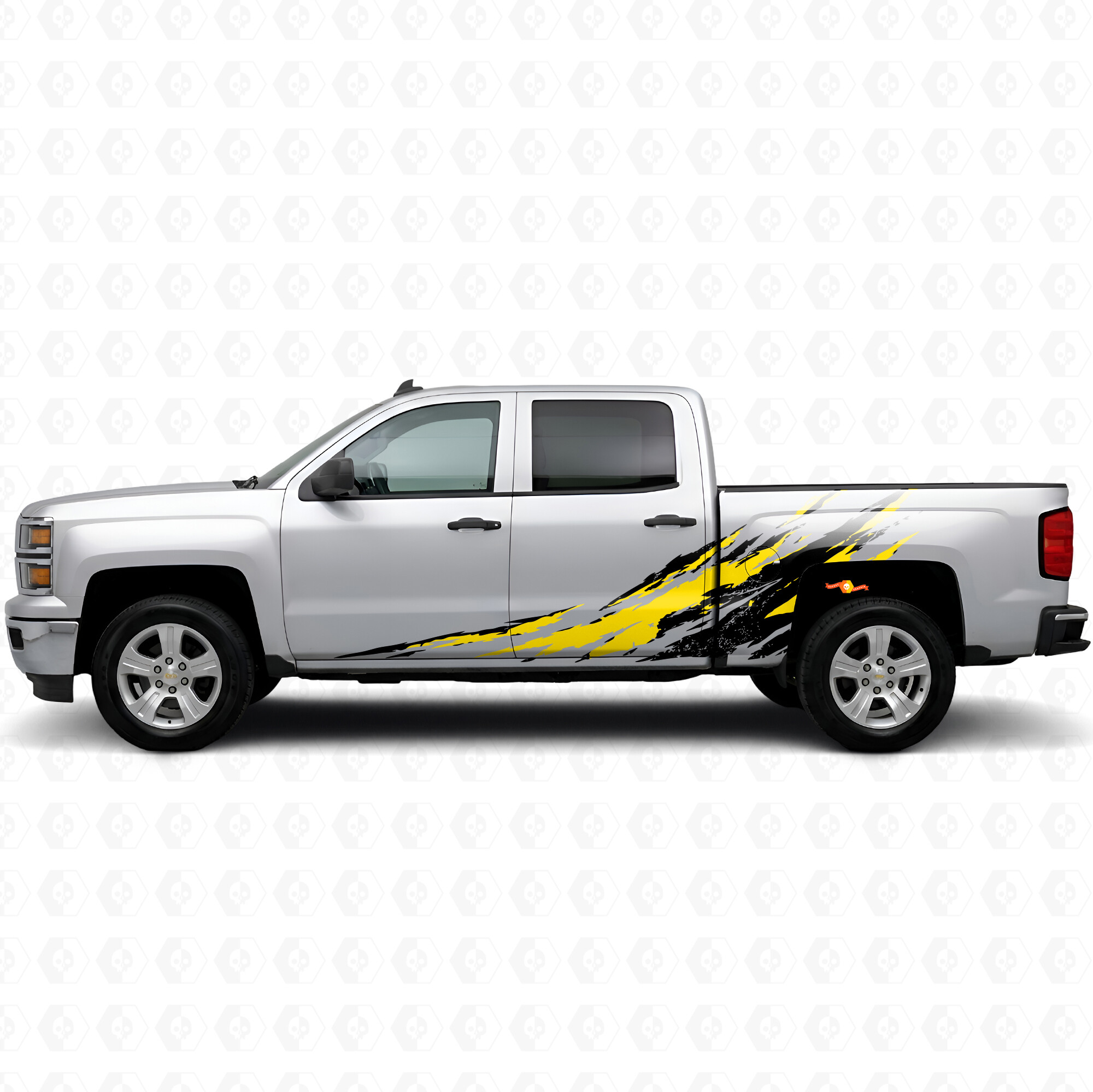 Distressed Splash Door & Bedside Vinyl Stripes for Chevrolet Silverado 1500 K2XX 2014-2019