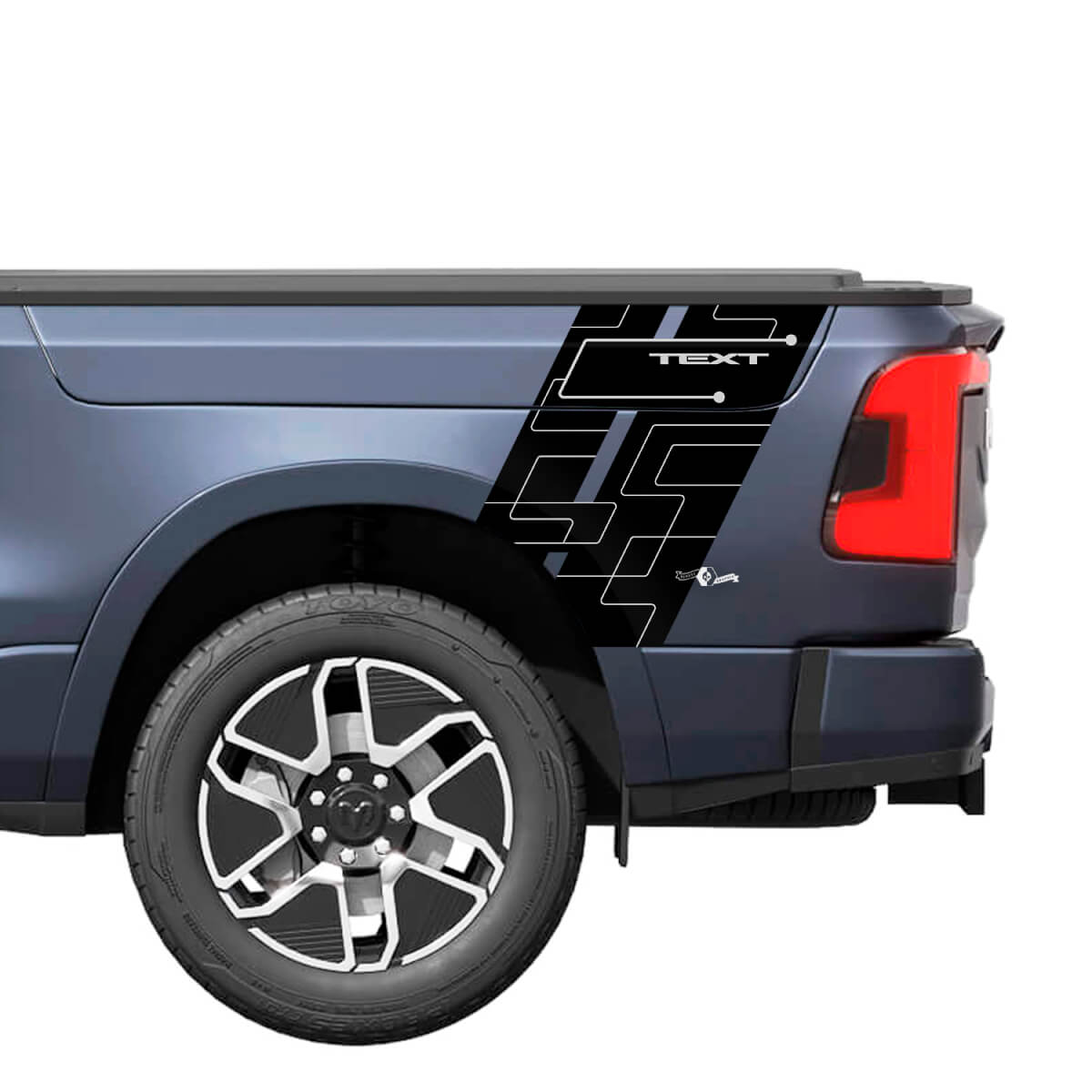 Geometric Style Rear Fender Stripes Vinyl Decals Kit for Dodge Ram 1500 REV