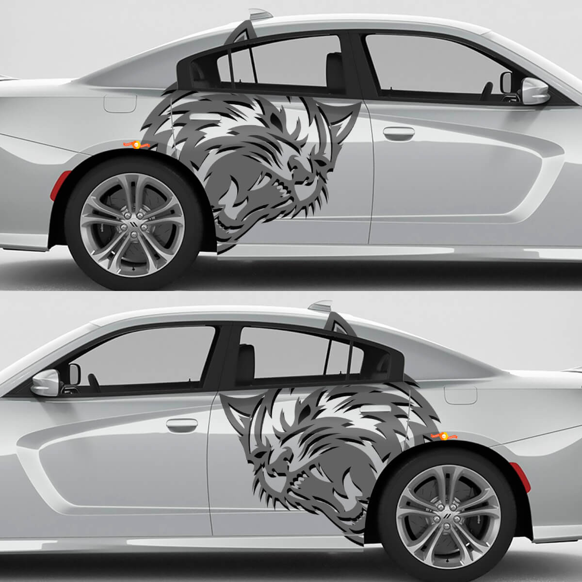 Wildcat Style Side Vinyl Decals Set for Dodge Challenger or Charger
