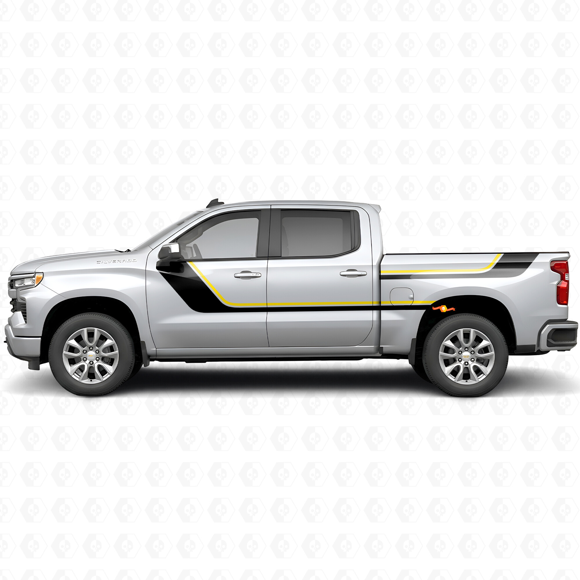 Sweeping Upper Accent Door & Bedside Vinyl Stripes for Chevrolet Silverado 1500 T1XX 2019-2026