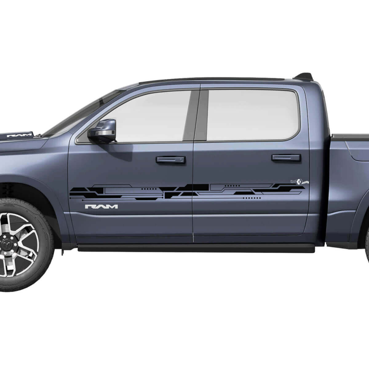 Geometric Abstract Side Doors Stripes Vinyl Decals Stickers Graphics for Dodge Ram 1500 REV