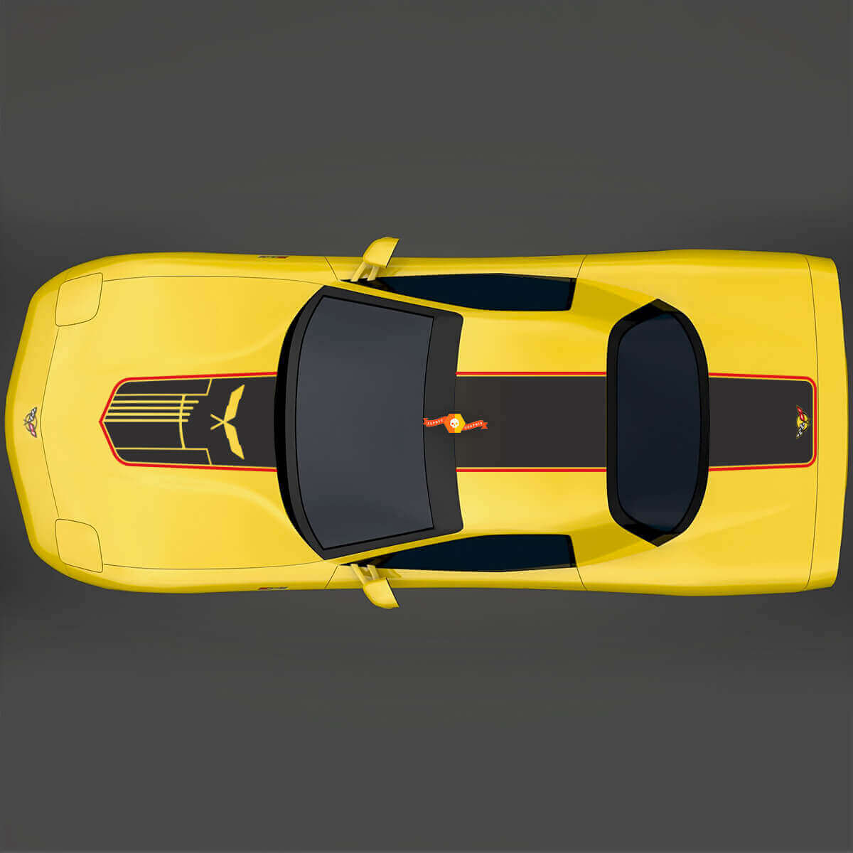  Jake Skull Style Hood Roof Trunk Stripes Vinyl Decal Kit for Chevy Corvette C5