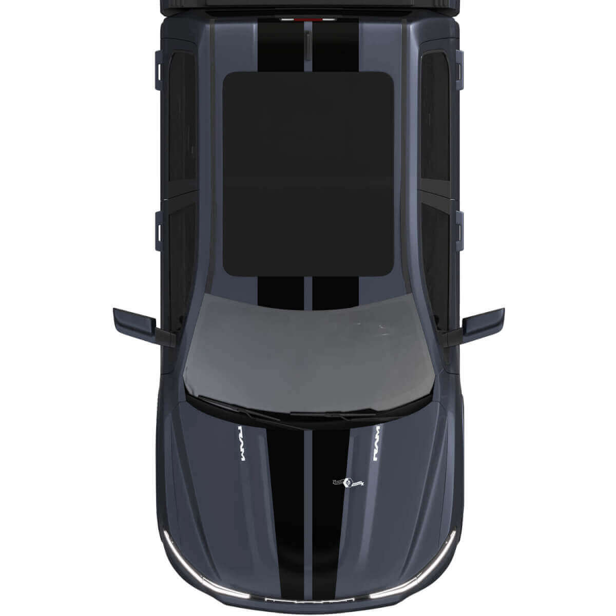 Hood and Roof Dual Central Stripes for Dodge RAM 1500 REV Vinyl Decals Stickers Graphics
