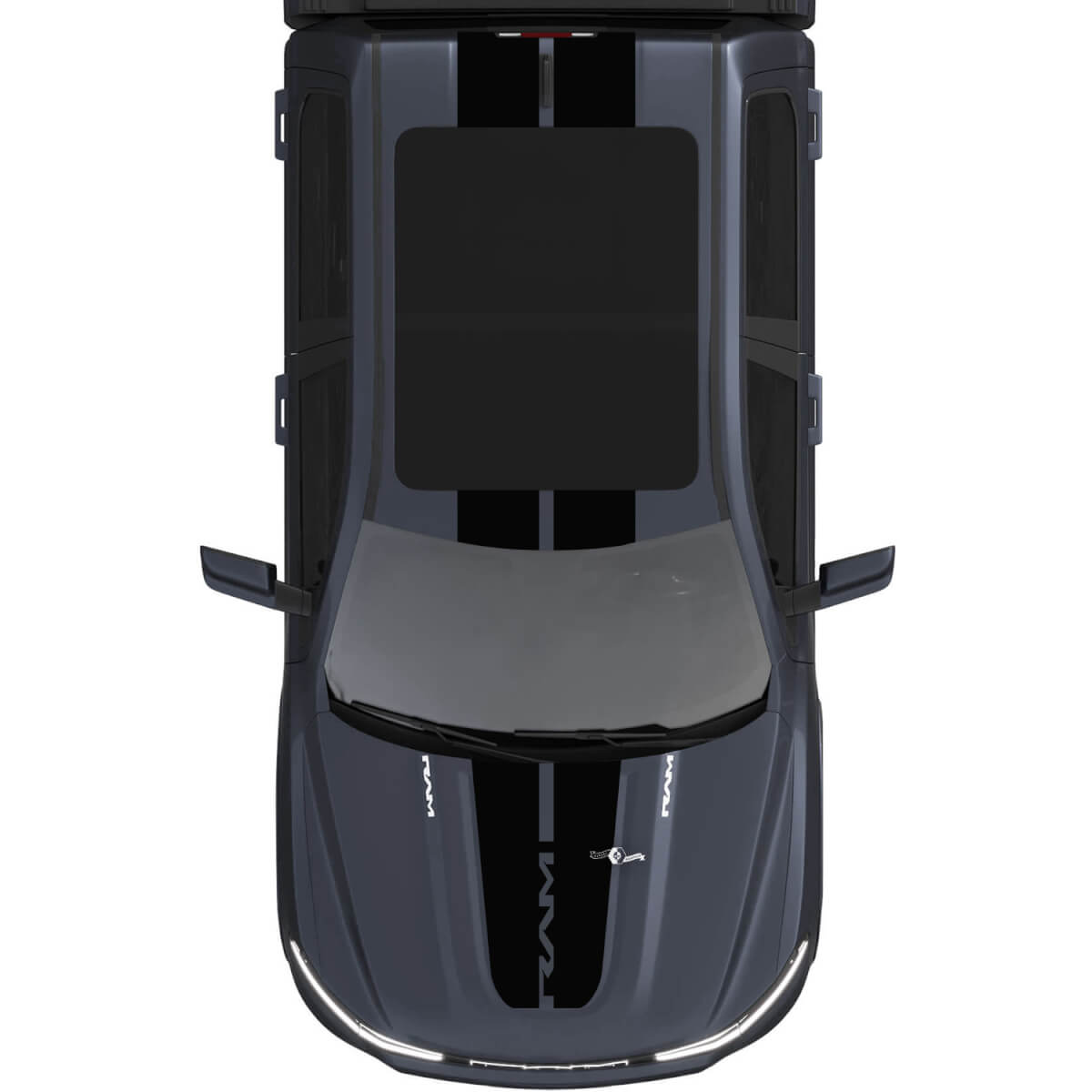 Hood and Roof Dual Central Stripes for Dodge RAM 1500 REV Vinyl Decals Stickers Graphics
