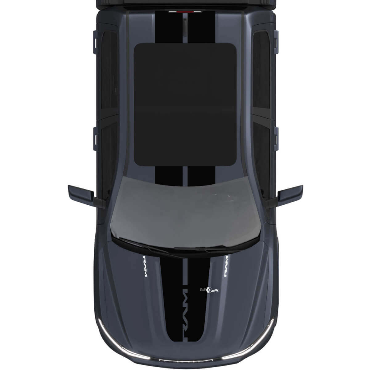 Hood and Roof Dual Central Stripes for Dodge RAM 1500 REV Vinyl Decals Stickers Graphics
