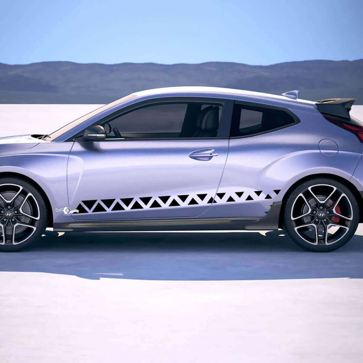 2x Door Side Crankle Racing Stripes Vinyl Stickers Decal suitable for Hyundai Veloster