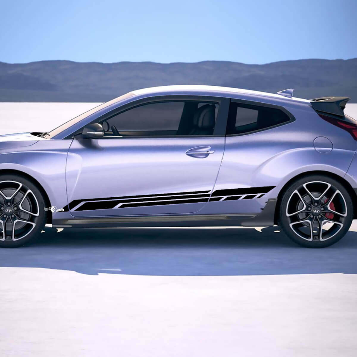 2x Door Side Racing Stripes Vinyl Stickers Decal fit to Hyundai Veloster 3
