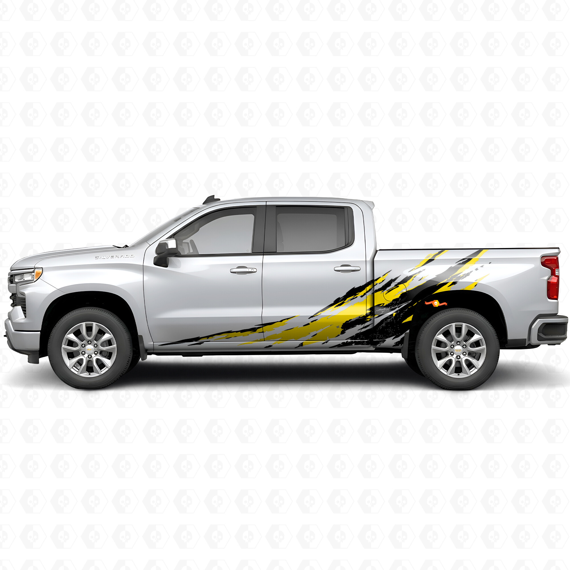 Distressed Splash Door & Bedside Vinyl Stripes for Chevrolet Silverado 1500 T1XX 2019-2026