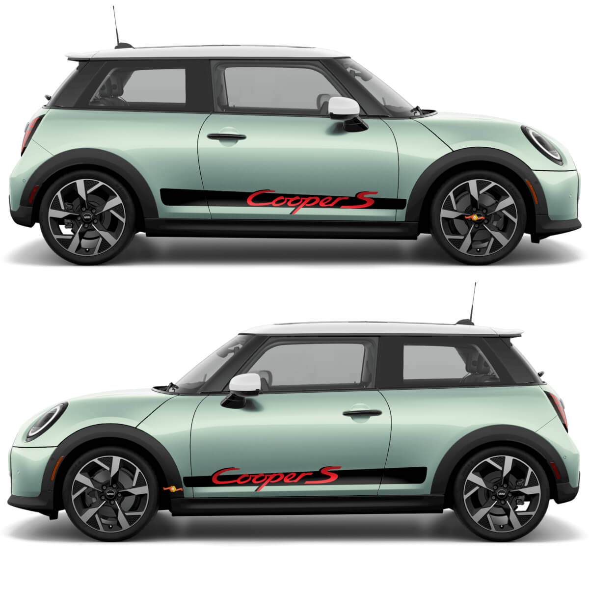 Mini Cooper S side stripe lettering Porsche style graphics decal
