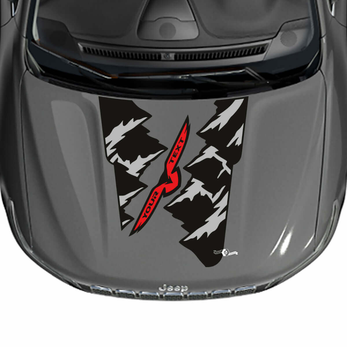 Jeep Cherokee Trailhawk Mountains Hood Vinyl Decal Sticker Graphic
