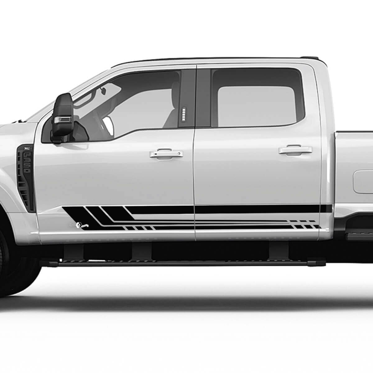 Musclecar truck F250 F350 Rocker Panel Side Stripes Vinyl Sticker Graphics

